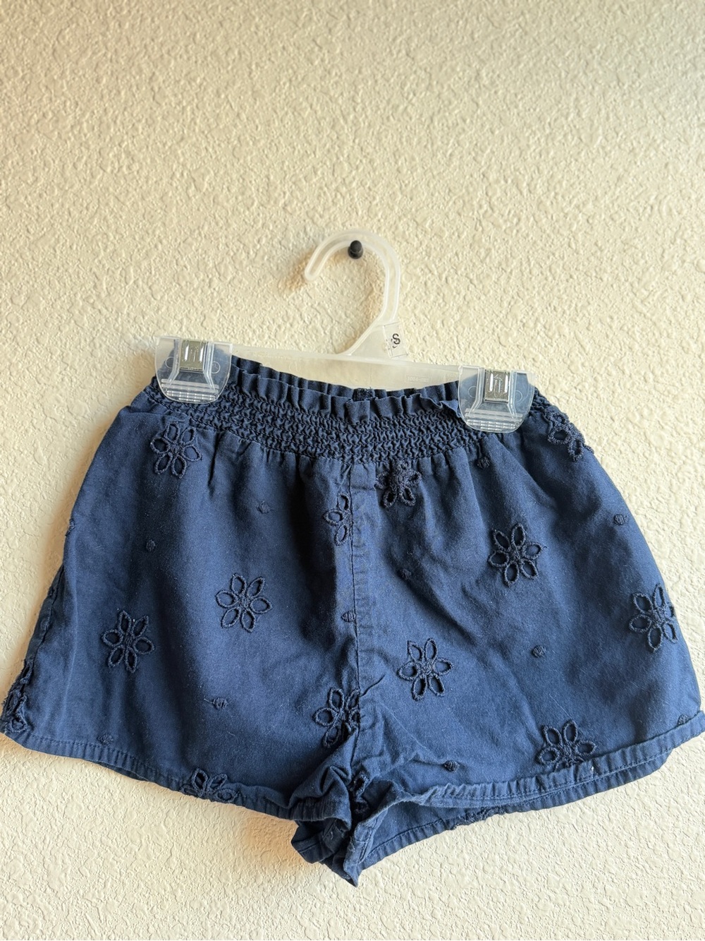 GAP Navy Eyelet Floral Smocked-Waist Shorts